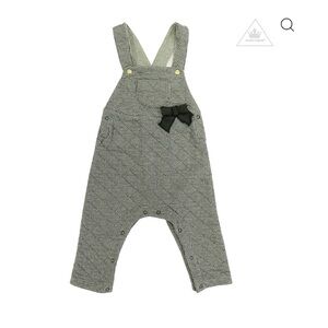 Gray and Black Houndstooth Garment by Petite Bateau. Overall front pocket bow